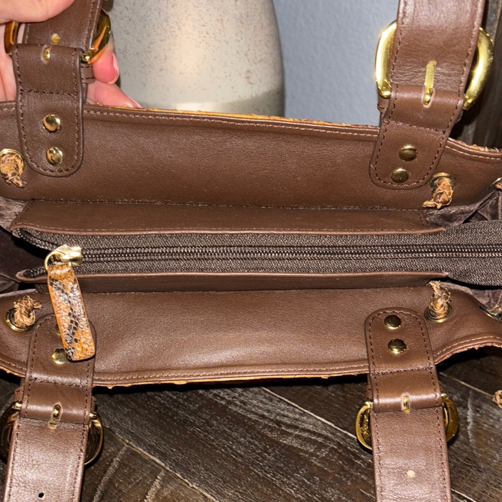 Vintage Brown Python skin/Leather Handbag. Suede interior. - Picture 9 of 9